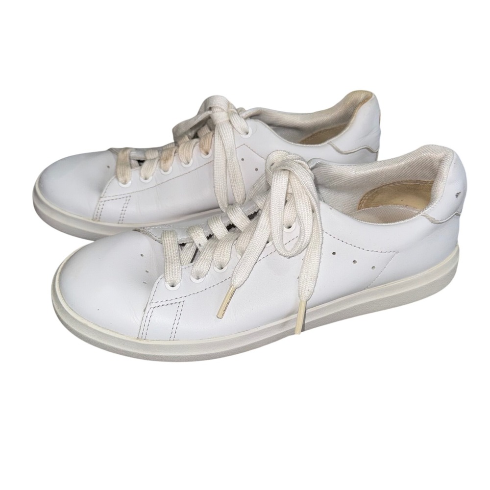 Tory Burch Howell Court Sneaker Womens 7M White Good Leather Gold Logo 73057